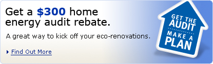 Get a $300 home energy audit rebate. A great way toi kick off your eco-renovations.