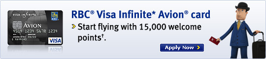 RBC&reg; Visa Infinite* Avion&reg; card. Start flying with 15,000 welcome points&dagger;.