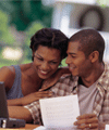 Couple looking at online banking