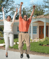 Couple looking at house blueprints