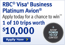 Visa Business Platinum Avion - Apply today for a chance to win 1 of 10 trips worth 10,000