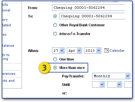 Select the More than once option & how frequent: monthly, weekly, biweekly