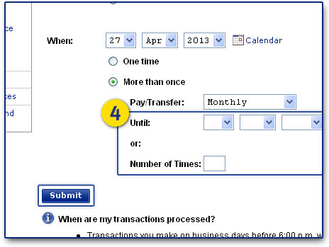 Enter an end date or Number of times