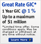 1% GIC Bonus Offer on the 3 year and 5 year Non-Redeemable GIC