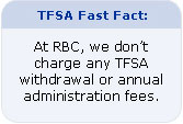 TFSA Fast Fact: At RBC, we don't charge any TFSA withdrawl or administration fees.