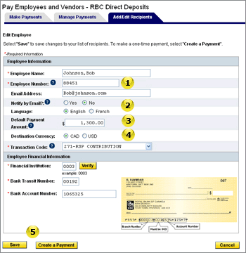 direct deposit employees vendors pay payment ach information