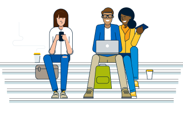 group of 3 students looking at laptop