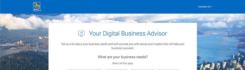 Screen capture of Your Digital Business Advisor tool