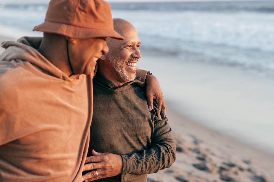 A couple by the beach