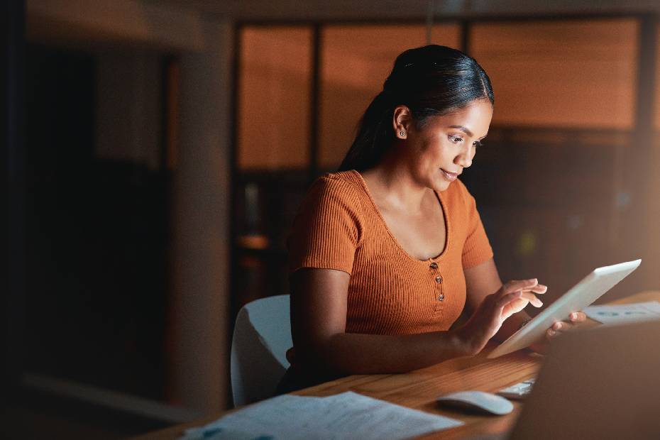 Woman on her tablet