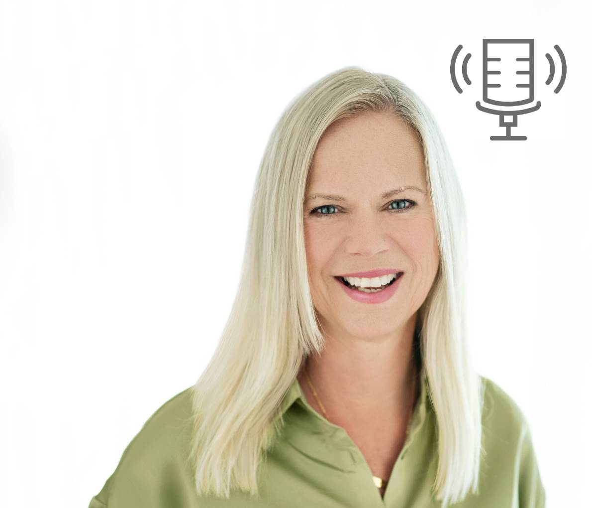 Go-To Grandma podcast host Kathy Buckworth smiling, wearing a light green shirt.