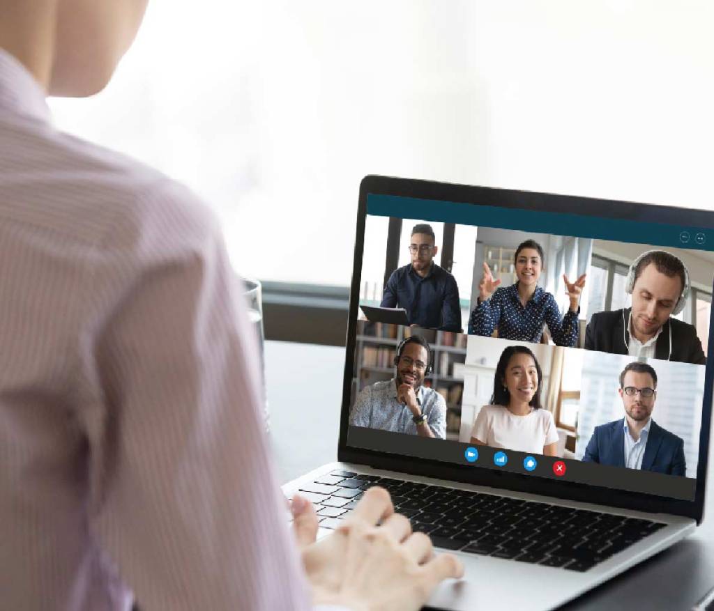 Man in an online group meeting