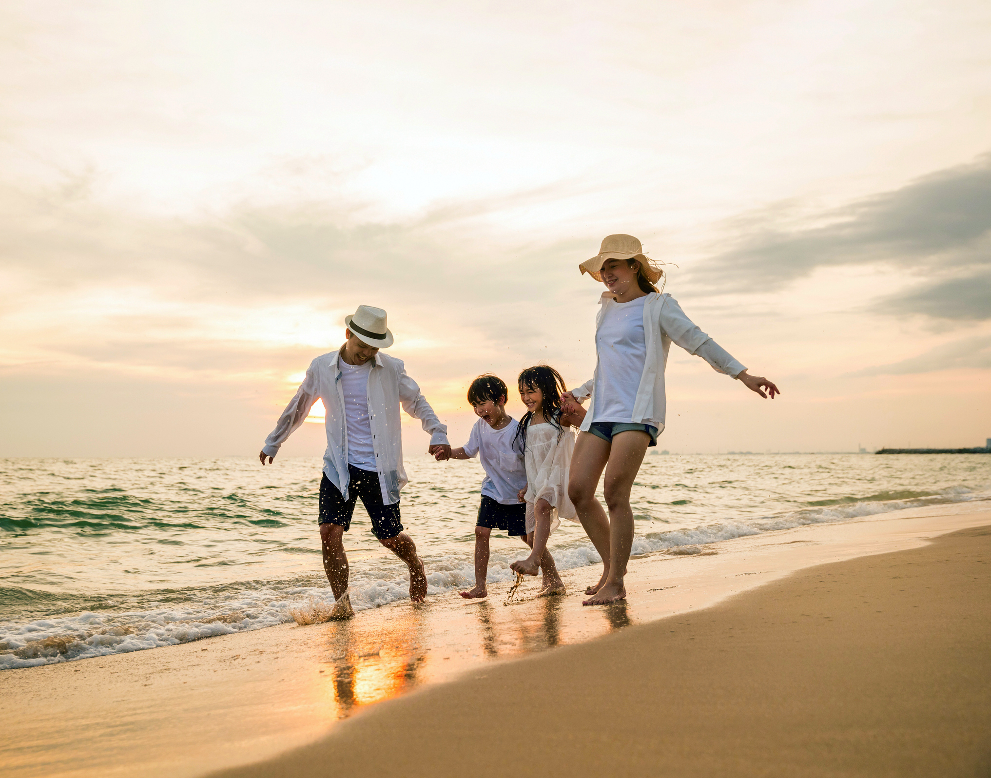 A family on the beach