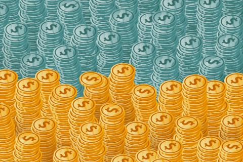 Illustration of stacks of coins.