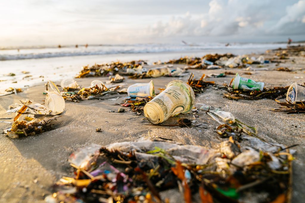 plastic garbage on the beach