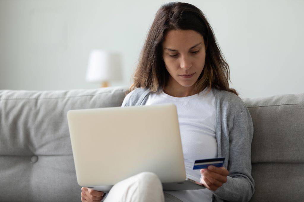 A woman working on her laptop