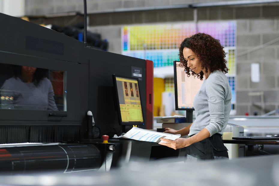 Woman working on a computer