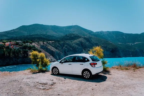 A car by the coastline