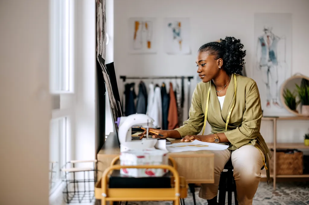 A business owner works