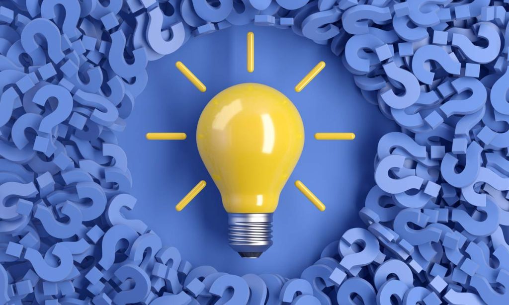 Lightbulb with question marks