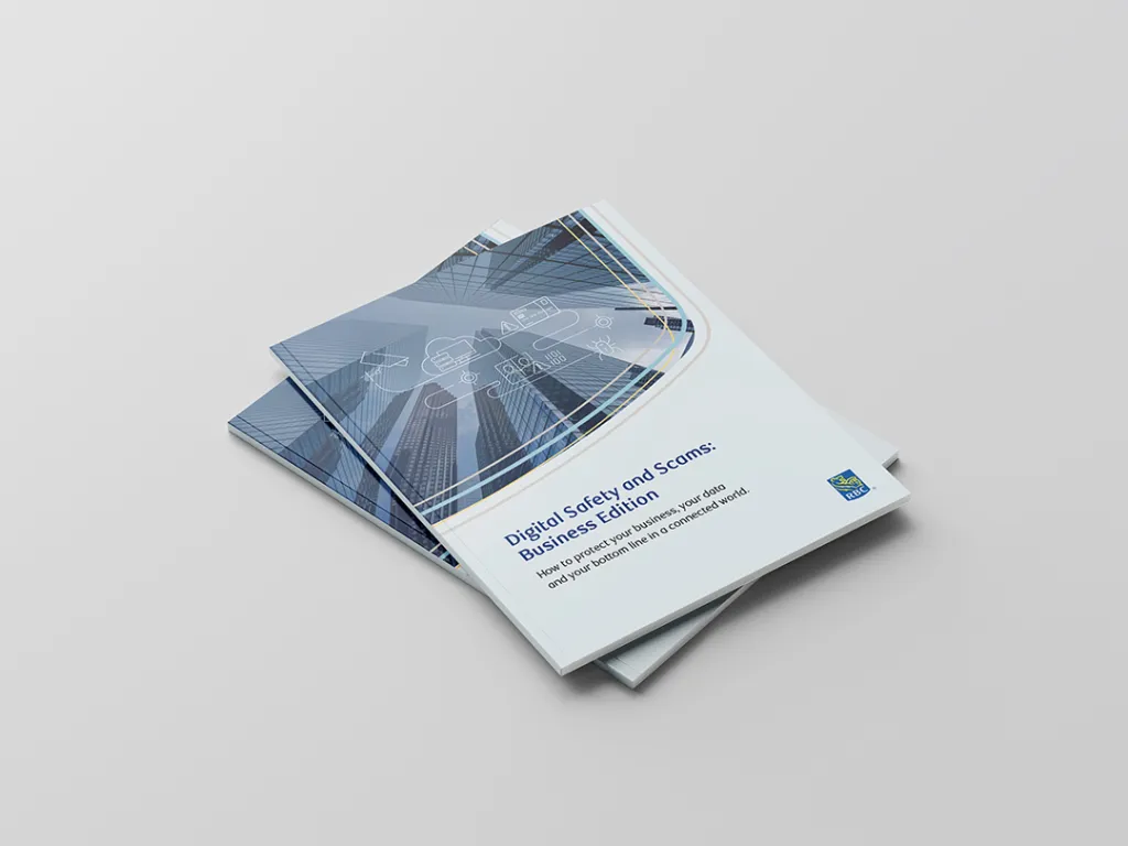 Paperback booklet on a table.