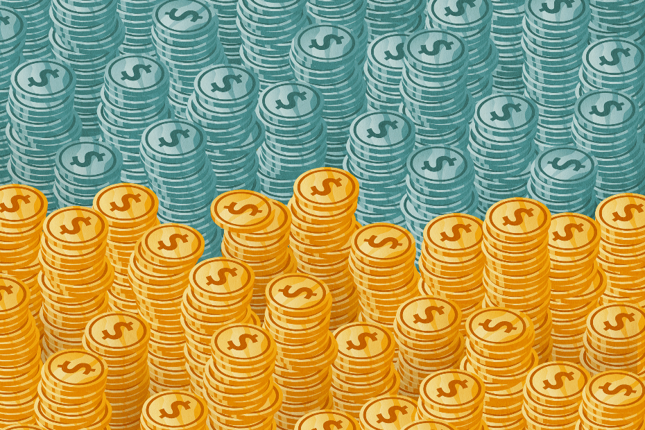 Illustration de piles de pièces de monnaie.