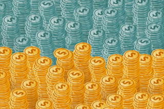 Illustration de piles de pièces de monnaie.