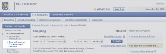 Stop a cheque or pre-authorized payment