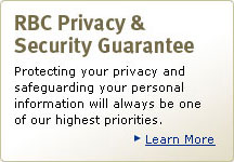 RBC Privacy & Security Guarantee. Protecting your privacy and safeguarding your personal information will always be one of our highest priorities. Learn More. (opens new window)