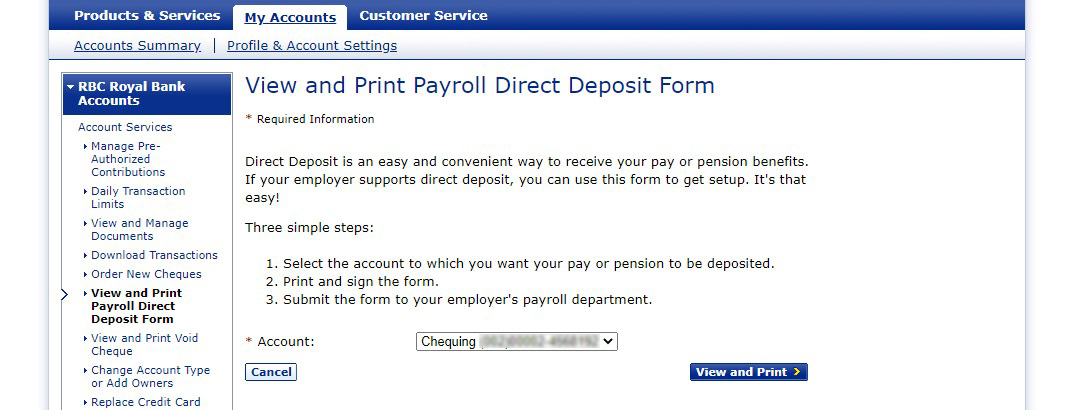 How To Set Up Direct Deposit Rbc Royal Bank