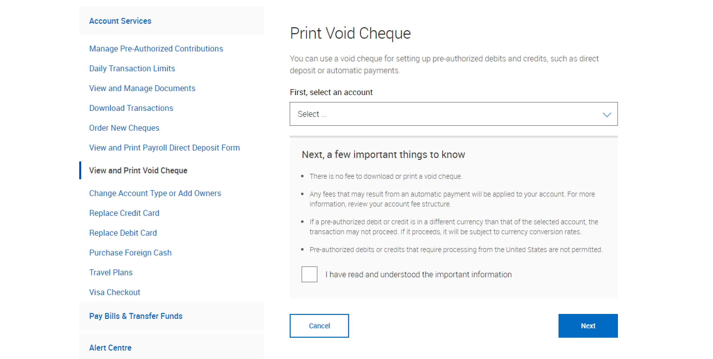 void cheque screenshot