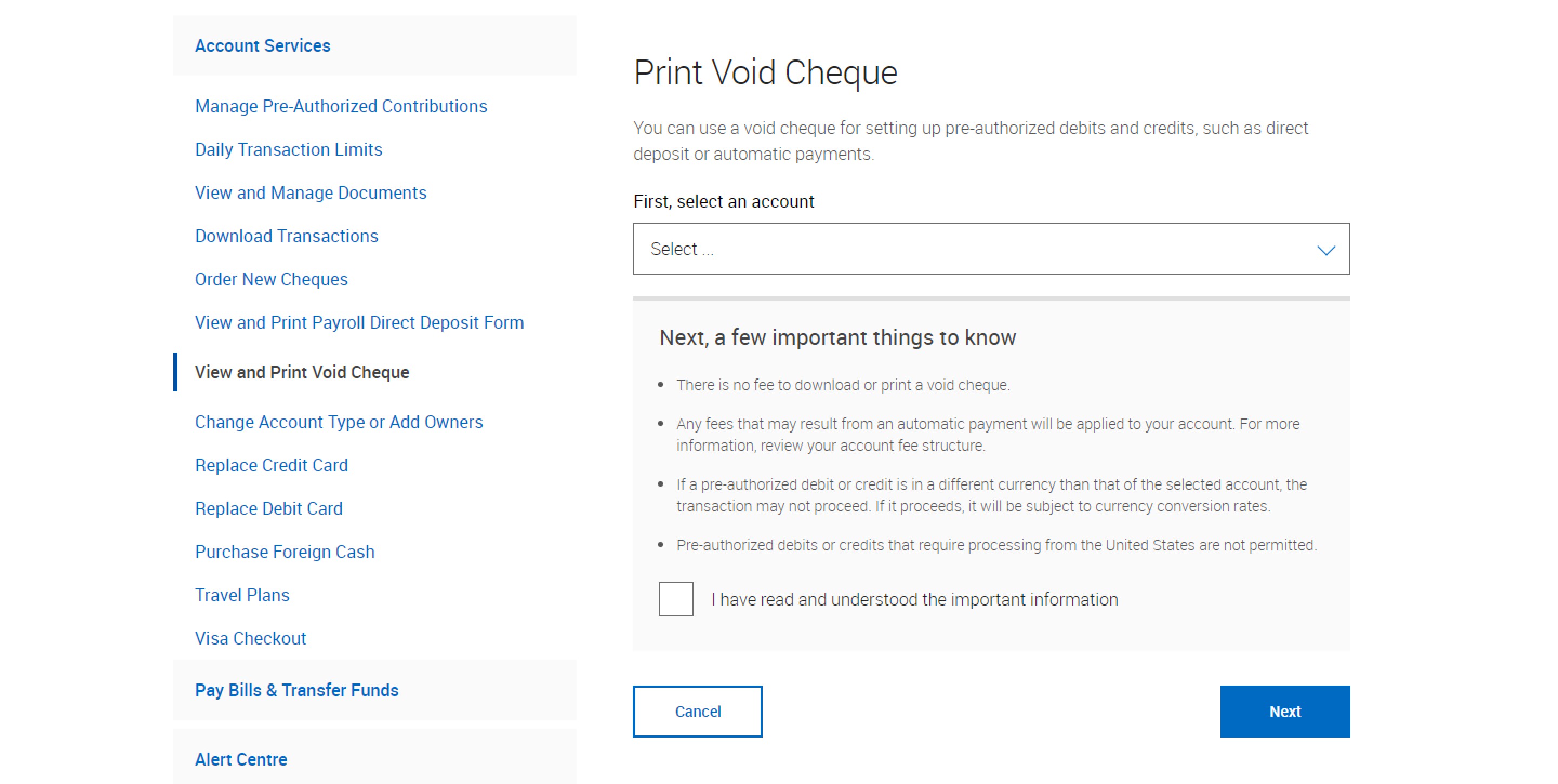 Print a Void Cheque - RBC Royal Bank