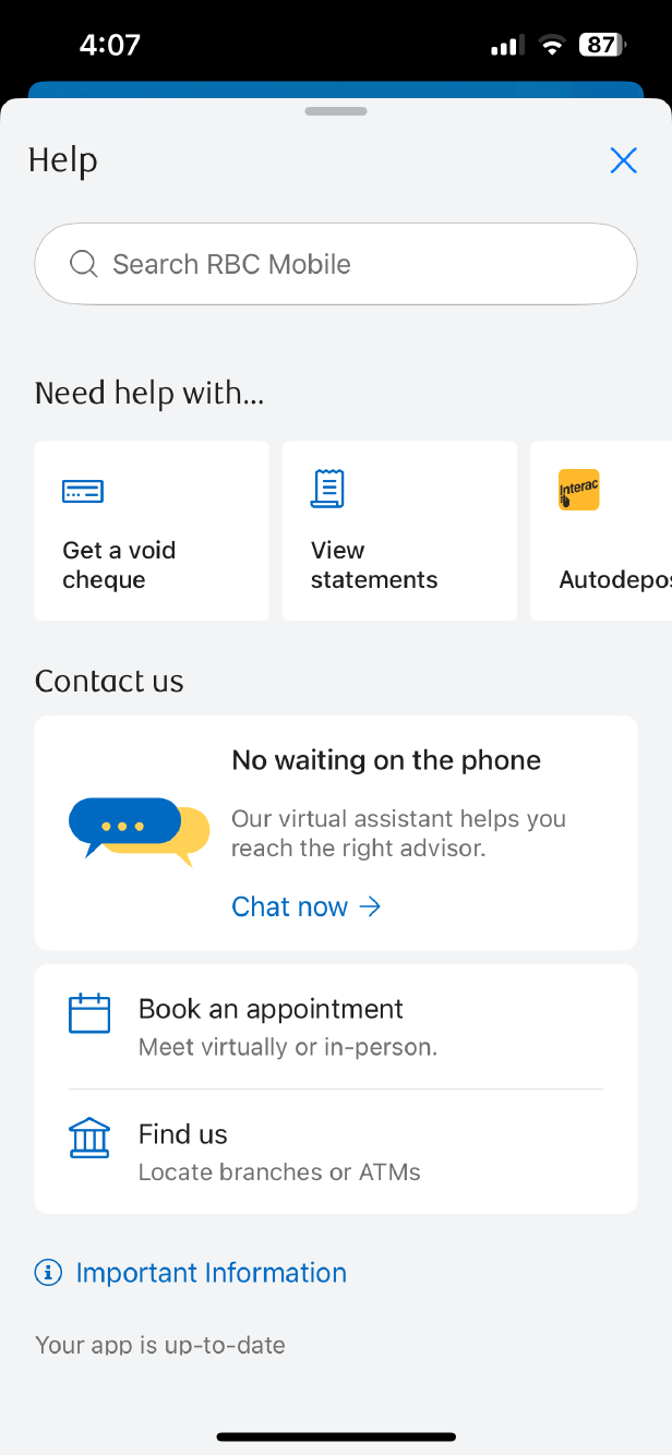 mobile virtual assistant screenshot